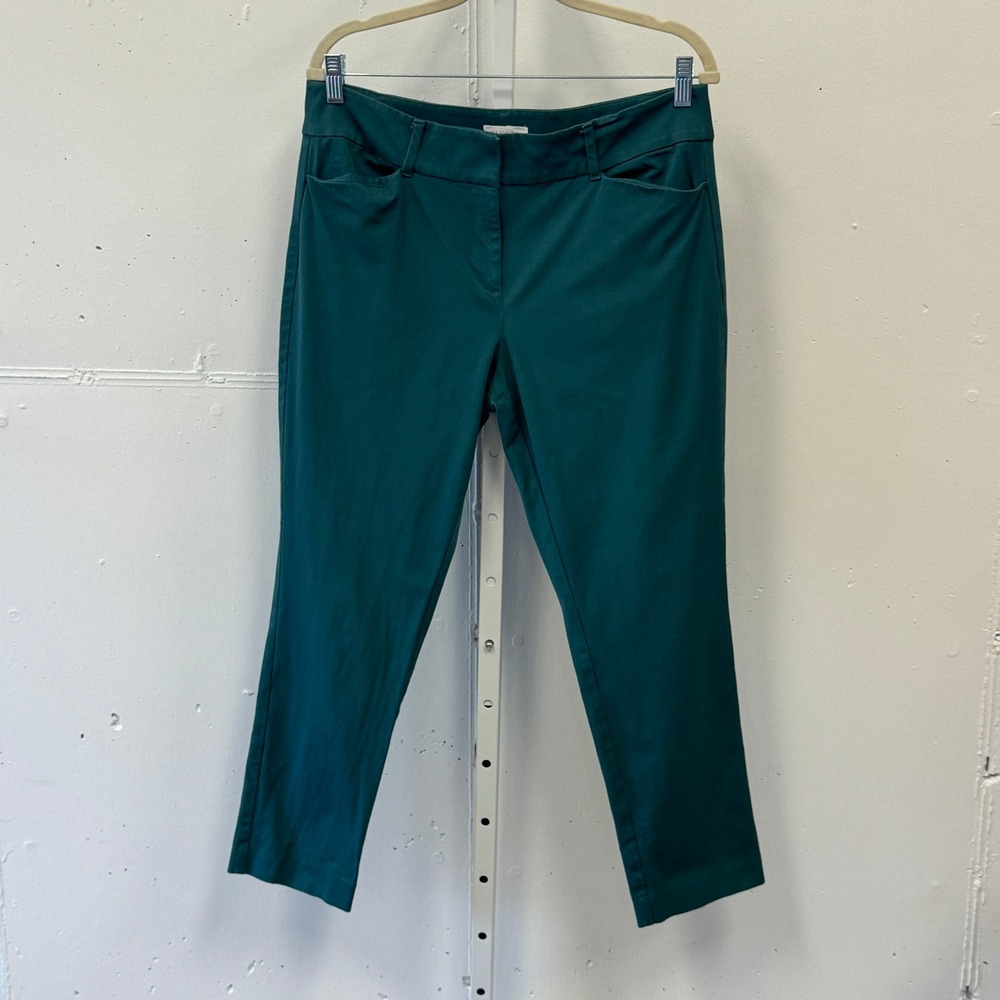 Loft Outlet Sutton Skinny Ankle Curvy Pants Green Teal Size 10 Career Casual